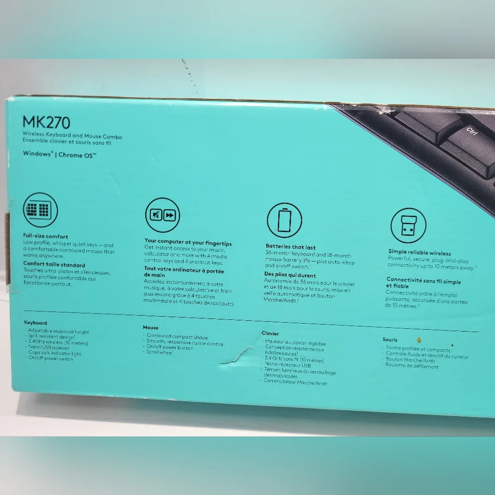 LOGITECH MK270 FULL-SIZE WIRELESS COMBO 2.4GHZ KEYBOARD AND MOUSE SEALED